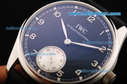 IWC Portuguese Minute Repeater Manual Winding Movement Steel Case with Black Dial and Black Leather Strap
