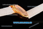 Rolex Cellini Time Asia 2813 Automatic Yellow Gold Case with White Dial White Leather Strap and Stick Markers