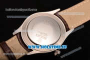 Rolex Cellini Time Asia 2813 Automatic Steel Case with Brown Leather Strap and White Dial (BP)