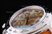 Rolex Daytona Automatic with White Shell Dial and White Bezel-Roman Numeral Marking-Orange Leather Strap