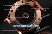 Hublot Classic Fusion Skeleton Tourbillon Asia ST28 Automatic Rose Gold Case with Skeleton Dial and Black Leather Strap Stick Markers