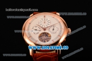 Vacheron Constantin Malte Tourbillon Asia Automatic Rose Gold Case with White Dial Brown Leather Strap - Stick Markers