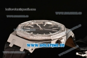 Audemars Piguet Royal Oak 41MM Asia Automatic Steel Case with Black Dial Diamonds Bezel and Stick Markers