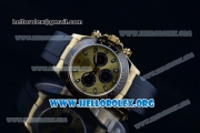 Rolex Daytona Chronograph Clone Rolex 4130 Automatic Yellow Gold Case with Yellow Gold Dial Stick Markers and Black Rubber Strap - 1:1 Original (AR)