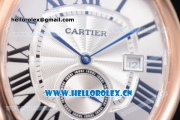 Cartier Drive de Cartier Asia ST16 Automatic Rose Gold Case with Silver Dial Roman Numeral Markers and Brown Leather Strap