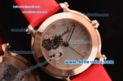 Chopard Happy Sport - Mickey Swiss Quartz Rose Gold Case with Red Leather Strap and White MOP Dial Diamond Markers