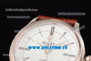Rolex Cellini Time Asia 2813 Automatic Steel Case with White Dial Brown Leather Strap and Stick/Roman Numeral Markers
