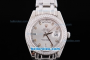 Rolex Day-Date Oyster Perpetual Chronometer Automatic with White Dial and Diamond Bezel--Diamond Marking-Small Calendar