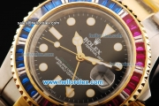 Rolex GMT Master II Swiss ETA 2836 Automatic Movement Steel Case with Diamond Bezel and Two Tone Strap