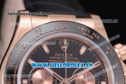 Rolex Daytona Clone Rolex 4130 Automatic Rose Gold Case with Black Black Leather Strap and Stick Markers - 1:1 Original (EF)