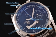 Tag Heuer Mikrogirder 10000 Chrono Miyota OS10 Quartz Steel Case with Black Dial Blue Second Hand and Stainless Steel Strap