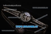 Breitling Chronospace Swiss Valjoux 7750 Automatic PVD Case with White Markers Black Dial and Black Leather Strap