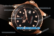 Rolex Yachtmaster II Asia 2813 Automatic Rose Gold Case with Black Dial and White Dot Markers (GF)