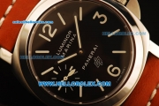 Panerai Luminor Marina Pam 318 Swiss ETA 6497 Manual Winding Steel Case with Black Dial and Red Leather Strap - 1:1 Original