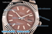 Rolex Datejust II Asia 2813 Automatic Full Steel with Brown Dial and White Stick Markers - ETA Coating Super LumiNova