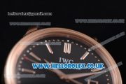 IWC Ingenieur Miyota 8205 Automatic Rose Gold Case with Black Dial Stick Markers and Black Leather Strap (YF)