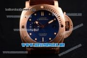 Panerai Luminor Submersible 1950 3 Days Automatic PAM 671 Clone P.9000 Automatic Bronzo Case with Blue Dial and Brown Leather Strap - 1:1 Original (ZF)