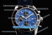 Breitling SuperOcean Heritage Chrono Swiss Valjoux 7750 Automatic Steel Case Blue Dial With Stick Markers Blue Rubber Strap (JH)