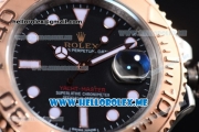 Rolex Yacht-Master 40 Clone Rolex 3135 Automatic Two Tone Case/Bracelet with Black Dial and Rose Gold Bezel (BP)