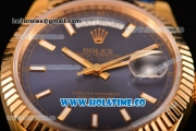 Rolex Day-Date Asia 2813/Swiss ETA 2836/Clone Rolex 3135 Automatic Yellow Gold Case with Stick Markers and Blue Dial (BP)