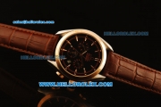 Omega Seamaster Automatic Rose Gold Case with Black Dial and Brown Leather Strap