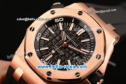 Audemars Piguet Royal Oak Offshore Diver Swiss ETA 2824 Automatic Rose Gold Case with Black Rubber Strap and Black Dial - 1:1 Original