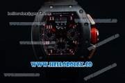 Richard Mille RM 011 Felipe Massa Chronograph Swiss Valjoux 7750 Automatic PVD Rose Gold Case with Black Dial Red Bezel Arabic Numeral Markers and Black Rubber Strap