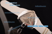 Hamilton Ventura XXL Swiss ETA 2824 Automatic Steel Case with White Rubber Strap and White Skeleton Dial