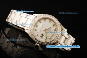 Rolex Day-Date Automatic Movement ETA Coating Case with White MOP Dial and Diamond Markers/Bezel