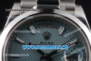 Rolex Day-Date Clone Rolex 3255 Automatic Stainless Steel Case/Bracelet with Blue Dial and Stick Markers