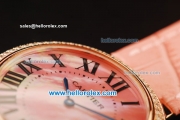 Cartier ballon bleu de Cartier Swiss Quartz Movement Rose Gold Case with Pink MOP Dial and Diamond Bezel-Pink Leather Strap