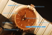 Omega Constellation Swiss Quartz Steel Case with Rose Gold Bezel and Rose Gold Dial-Rose Gold Stick Markers