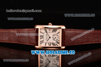 Cartier Tank MC Swiss ETA 2824 Automatic Rose Gold Case with White Dial and Black Roman Numeral Markers