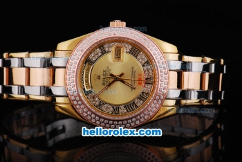 Rolex Day-Date Automatic Movement Rose Gold & Diamond Bezel with Golden Dial