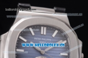 Patek Philippe Nautilus Miyota 9015 Automatic Steel Case with Blue Dial Black Leather Strap and Stick Markers