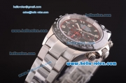 Rolex Daytona Automatic 7750 Coating Steel Case and Strap with Black Dial - Silver Arabic Numeral Markers