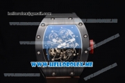 Richard Mille RM 055 Miyota 9015 Automatic PVD Case with Skeleton Dial and Dot Markers Black Rubber Strap