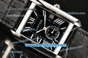 Cartier Tank MC Miyota Quartz Steel Case with White Roman Numeral Markers and Black Dial