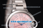 Cartier Ballon Bleu Medium Asia Automatic Stainless Steel Case/Bracelet with Roman Numeral Markers and Pink Dial (YF)