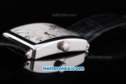 Franck Muller Geneve Long Island Quartz Silver Case with White Dial and Black Leather Starp