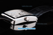 Franck Muller Geneve Long Island Quartz Silver Case with White Dial and Black Leather Starp