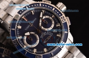 Ulysse Nardin Maxi Marine Diver Chrono Japanese Miyota OS20 Quartz Stainless Steel Case with Stainless Steel Strap and Blue Dial