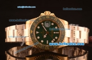 Rolex GMT Master II Swiss ETA 2836 Automatic Gold Case with Green Dial and Steel Strap