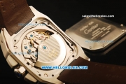 Cartier Santos 100 Swiss Valjoux 7753 Automatic Movement White Dial with Brown Leather Strap