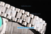 Rolex Day-Date Swiss ETA 2836 Automatic Movement Black Rolex Logo Dial with Diamond Marker and Bezel-Diamond/SS Strap