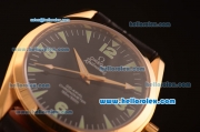 Omega Railmaster Automatic ETA Coating Gold Case with Black Dial and Black Leather Strap