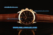 Omega Seamaster Automatic Rose Gold Case with Black Dial and Brown Leather Strap