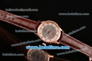 Omega De Ville Co-Axial Swiss ETA 2836 Automatic Rose Gold Case and Brown Leather Strap with White Dial