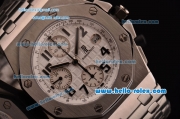 Audemars Piguet Royal Oak Offshore White Themes Swiss Valjoux 7750 Automatic Movement Full Steel with White Dial and Black Numeral Markers-Run 12 Second