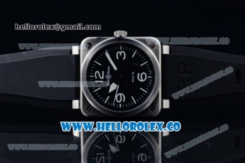 Bell&Ross BR 03-92 Miyota 9015 Automatic Steel Case with Black Dial White Arabic Numeral Markers and Black Rubber Strap